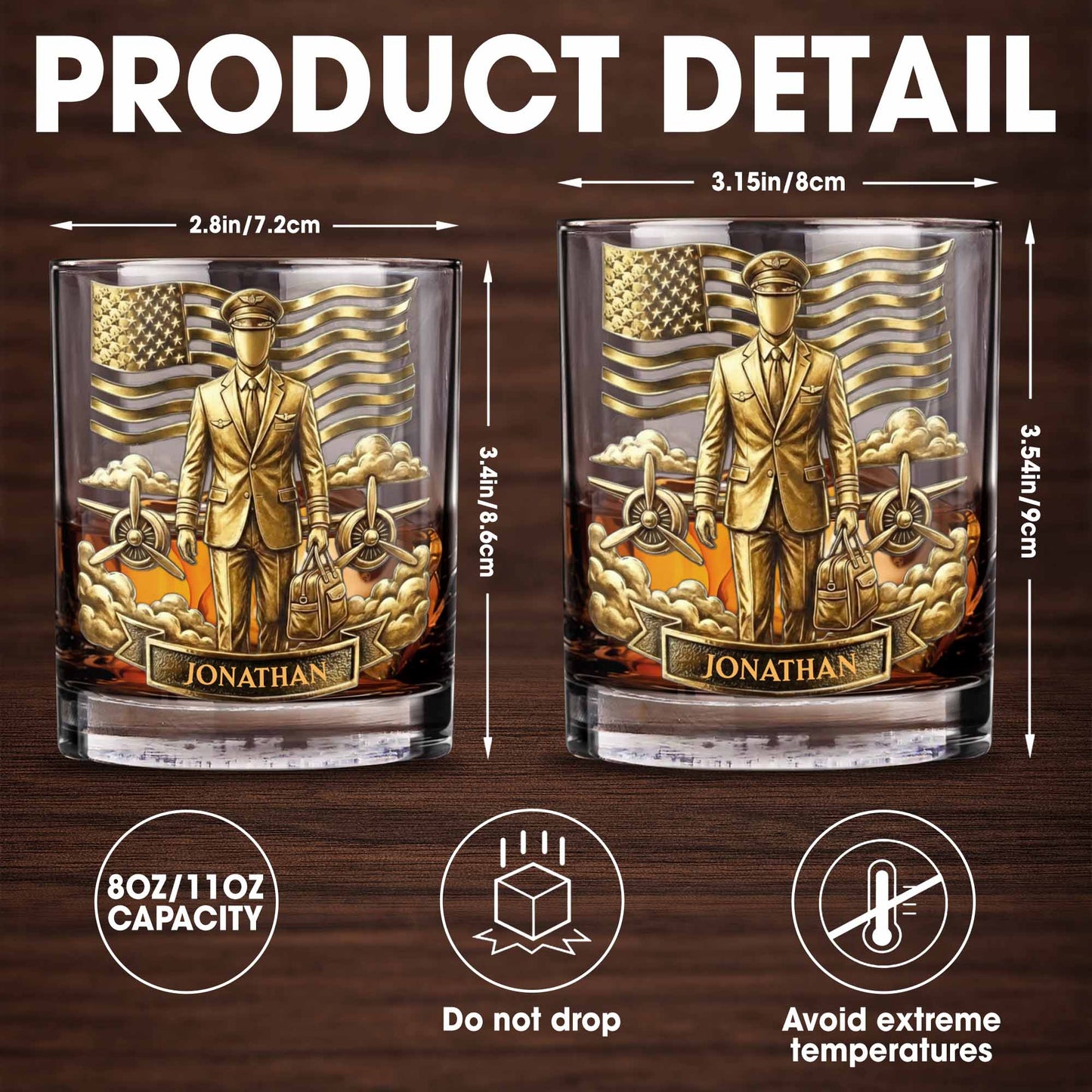 Pilot, American Flag, Whiskey Glass