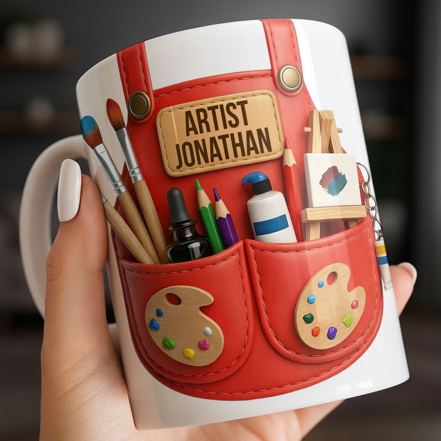 Artist [Your Name] With Paint Brushes And Palette