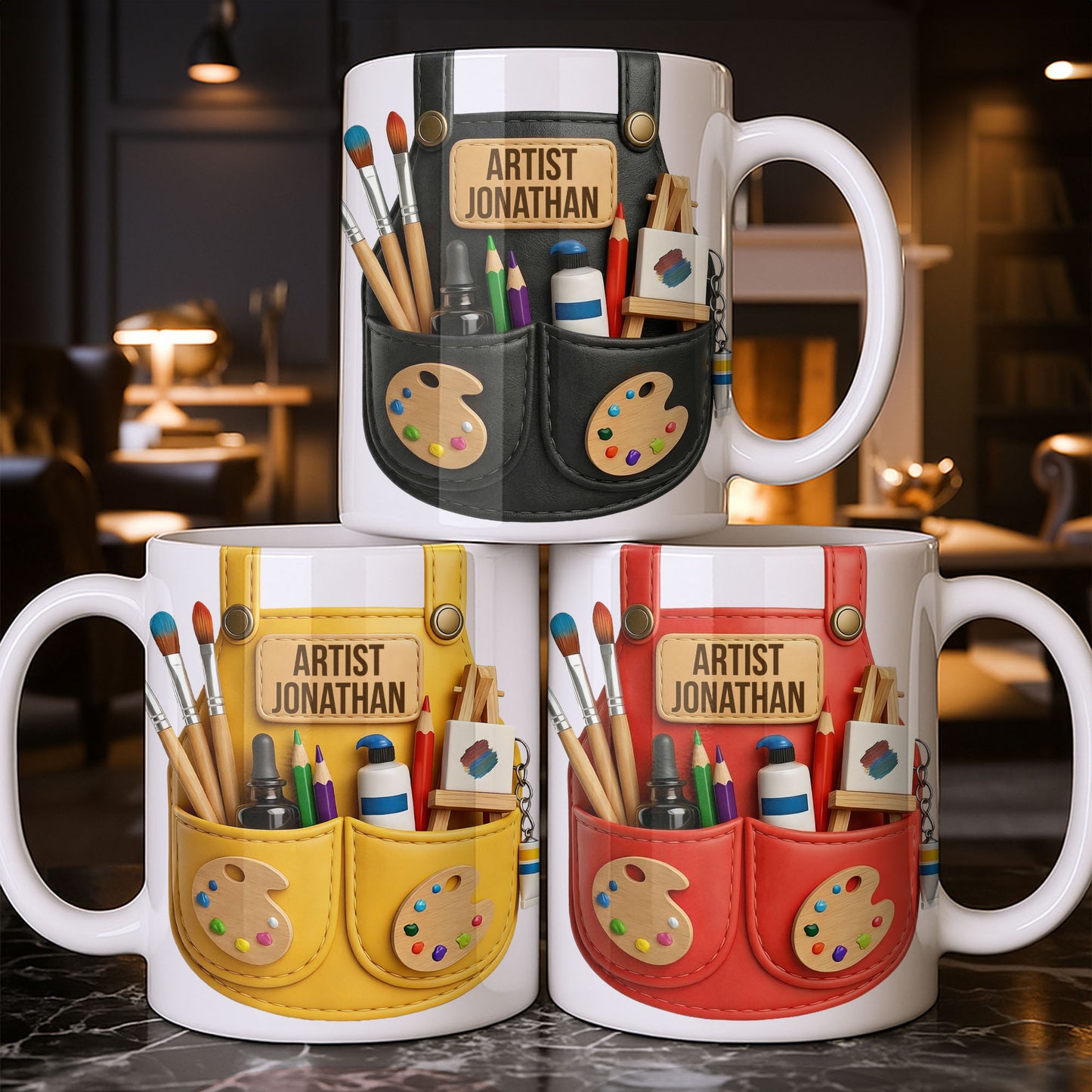 Artist [Your Name] With Paint Brushes And Palette