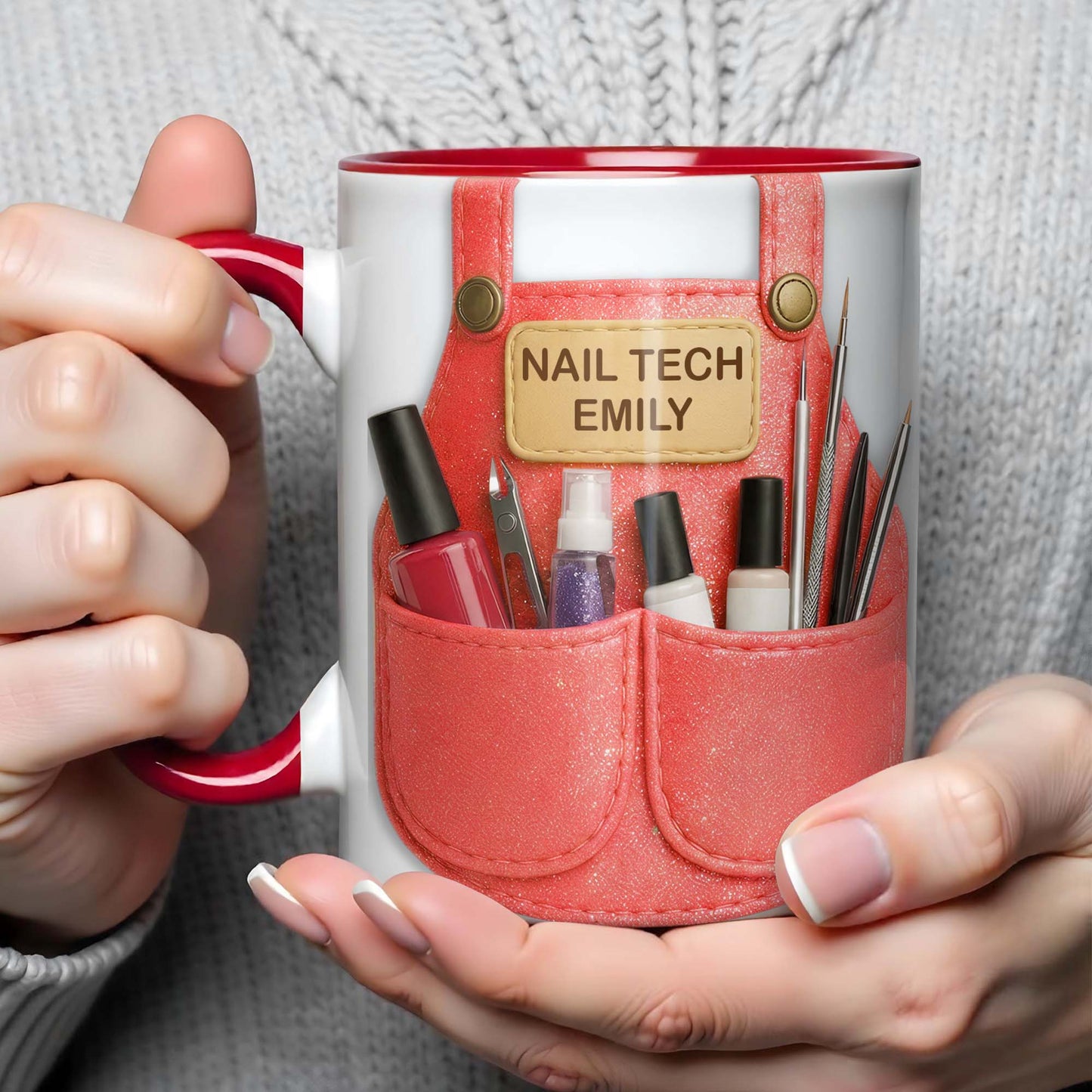 Celebrate Creativity With Nail Polish, Scissors, Brushes Design - Personalized Custom Accent Mug - JBS088_AMUG