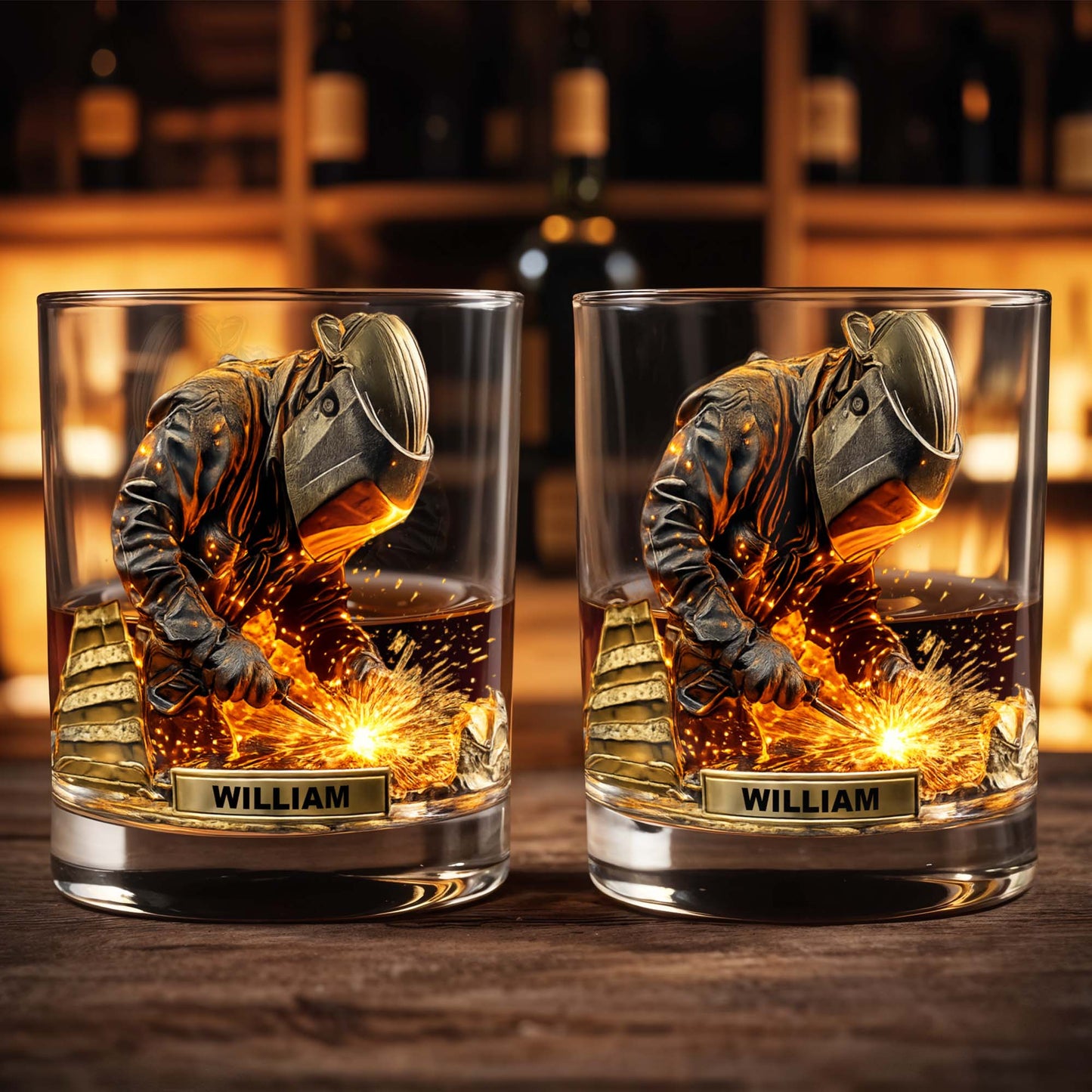 Craftsmanship And Sparks Personalized Whiskey Glass