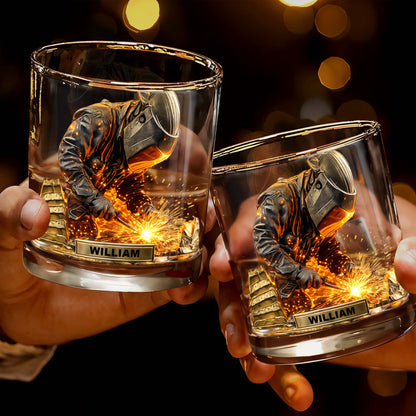 Craftsmanship And Sparks Personalized Whiskey Glass
