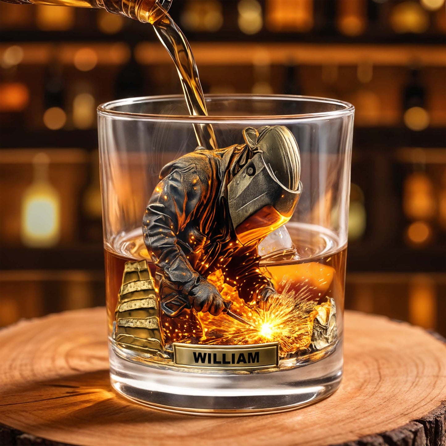 Craftsmanship And Sparks Personalized Whiskey Glass