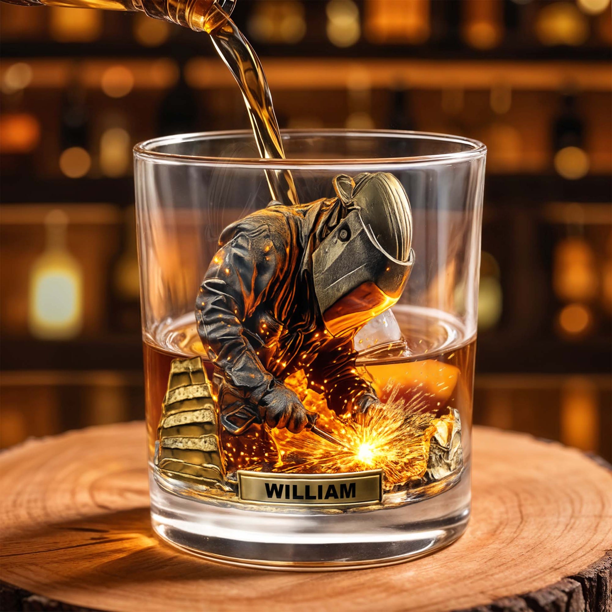Craftsmanship And Sparks Personalized Whiskey Glass