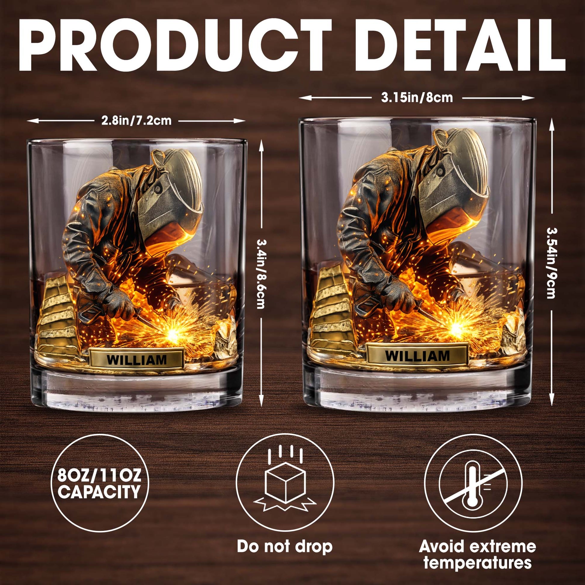 Craftsmanship And Sparks Personalized Whiskey Glass