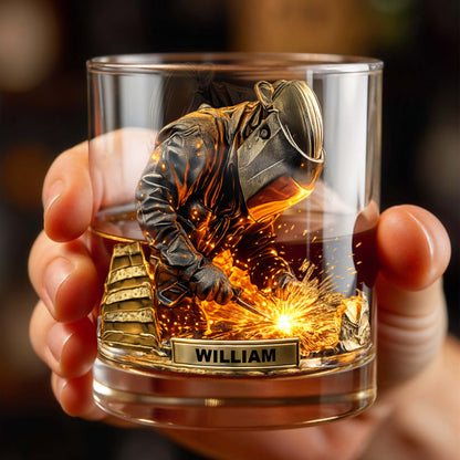 Craftsmanship And Sparks Personalized Whiskey Glass