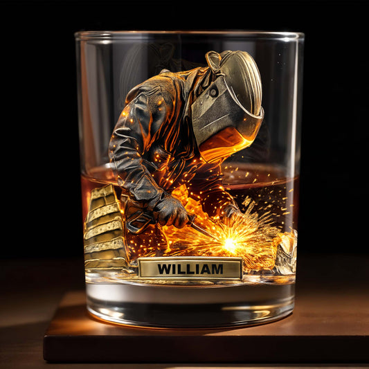 Craftsmanship And Sparks Personalized Whiskey Glass