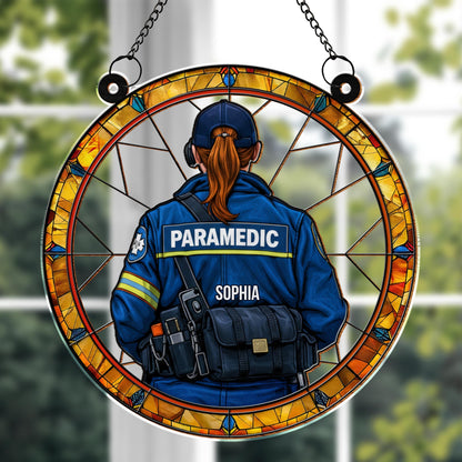 Customizable Paramedic Stained Glass Suncatcher