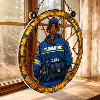 Customizable Paramedic Stained Glass Suncatcher