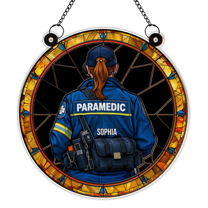 Customizable Paramedic Stained Glass Suncatcher
