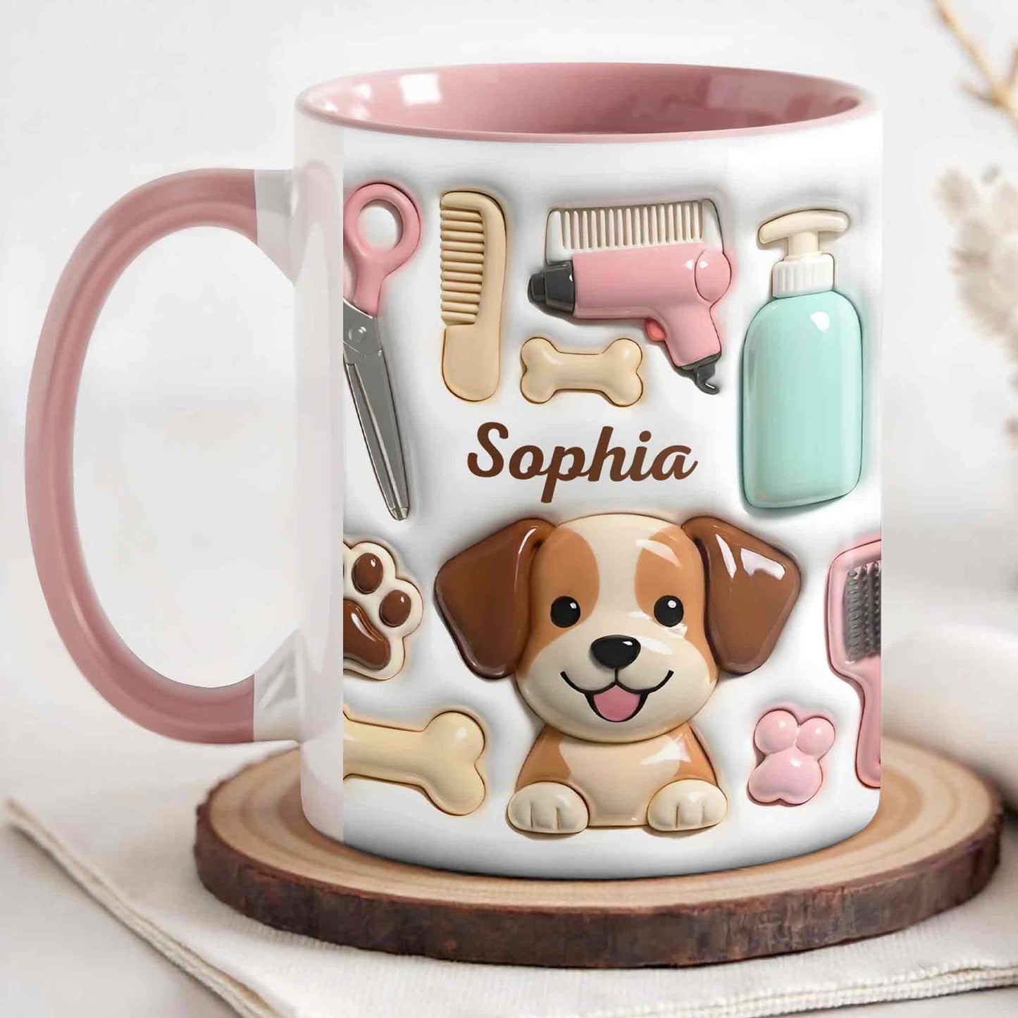 Cute Dog Grooming Life With Dog Bone And Groomer Tools