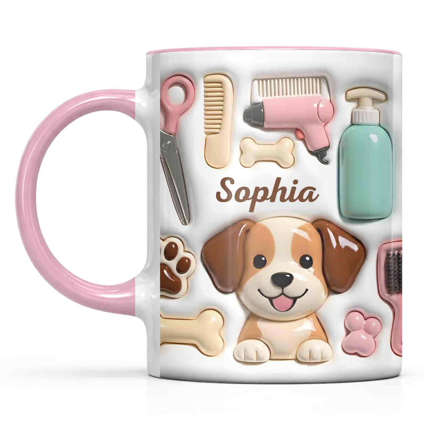 Cute Dog Grooming Life With Dog Bone And Groomer Tools