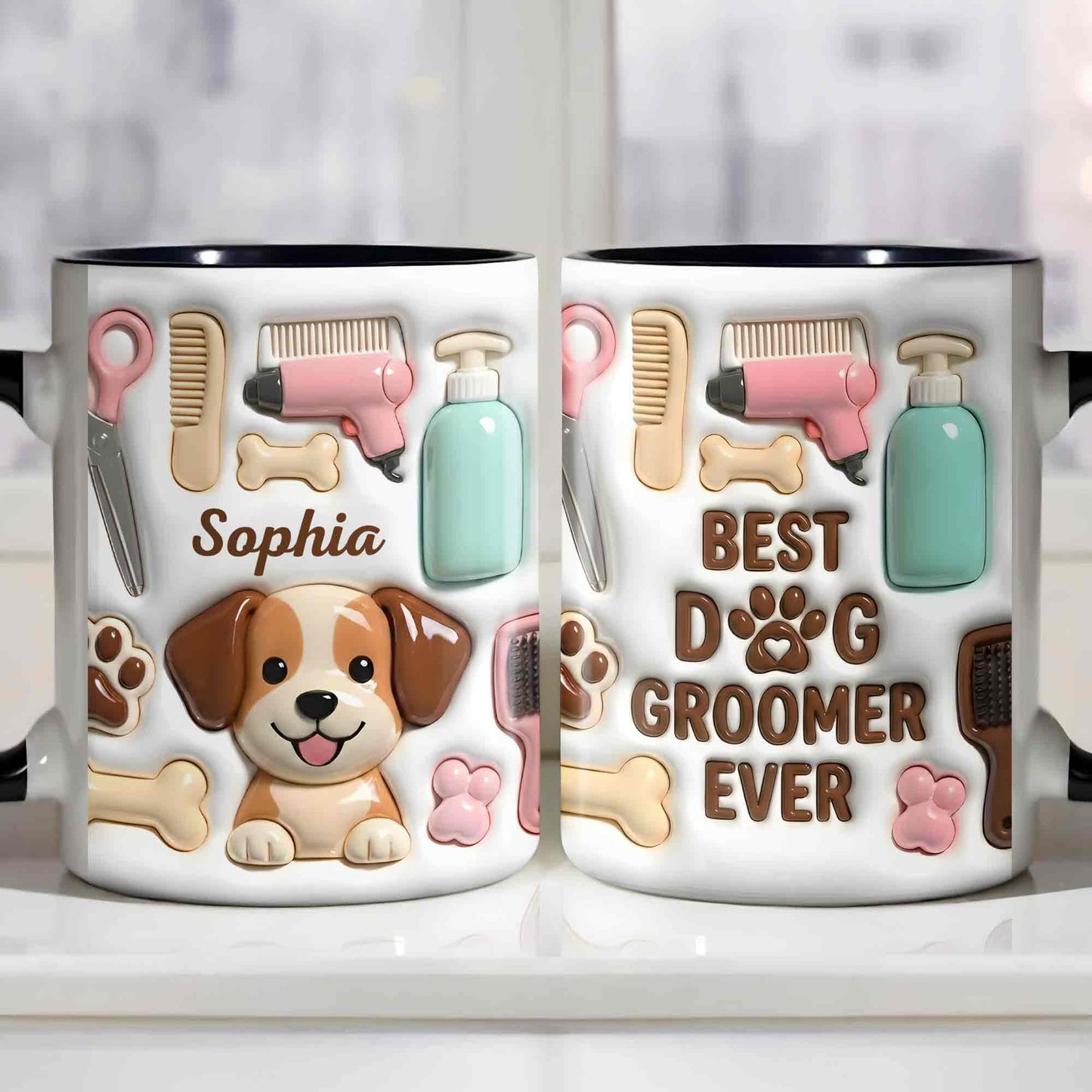 Cute Dog Grooming Life With Dog Bone And Groomer Tools