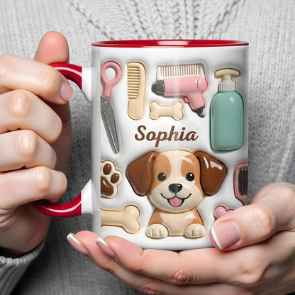 Cute Dog Grooming Life With Dog Bone And Groomer Tools