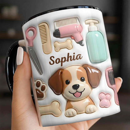 Cute Dog Grooming Life With Dog Bone And Groomer Tools