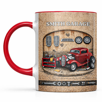 Garage Personalization With Vintage Classic Car And Tools