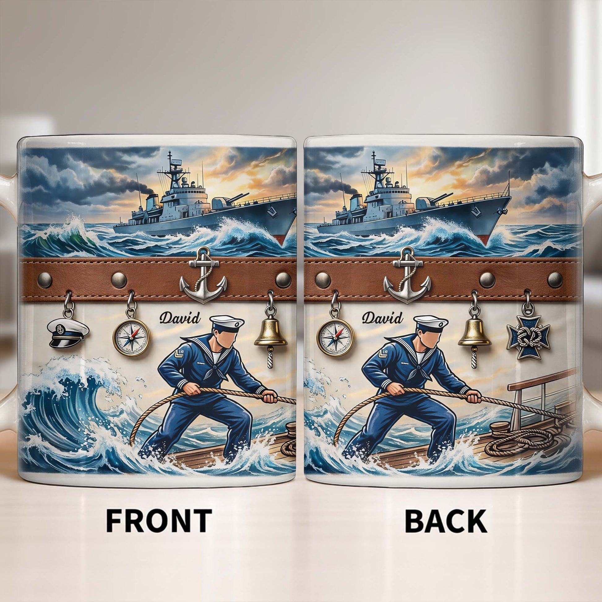 To My Courageous Sailor, Ship And Ocean Waves Design