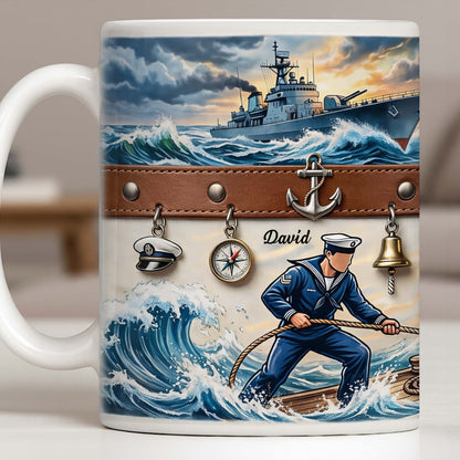 To My Courageous Sailor, Ship And Ocean Waves Design