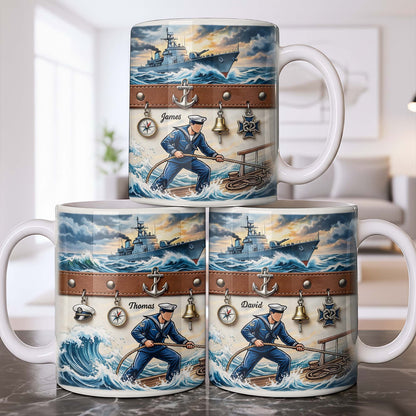 To My Courageous Sailor, Ship And Ocean Waves Design