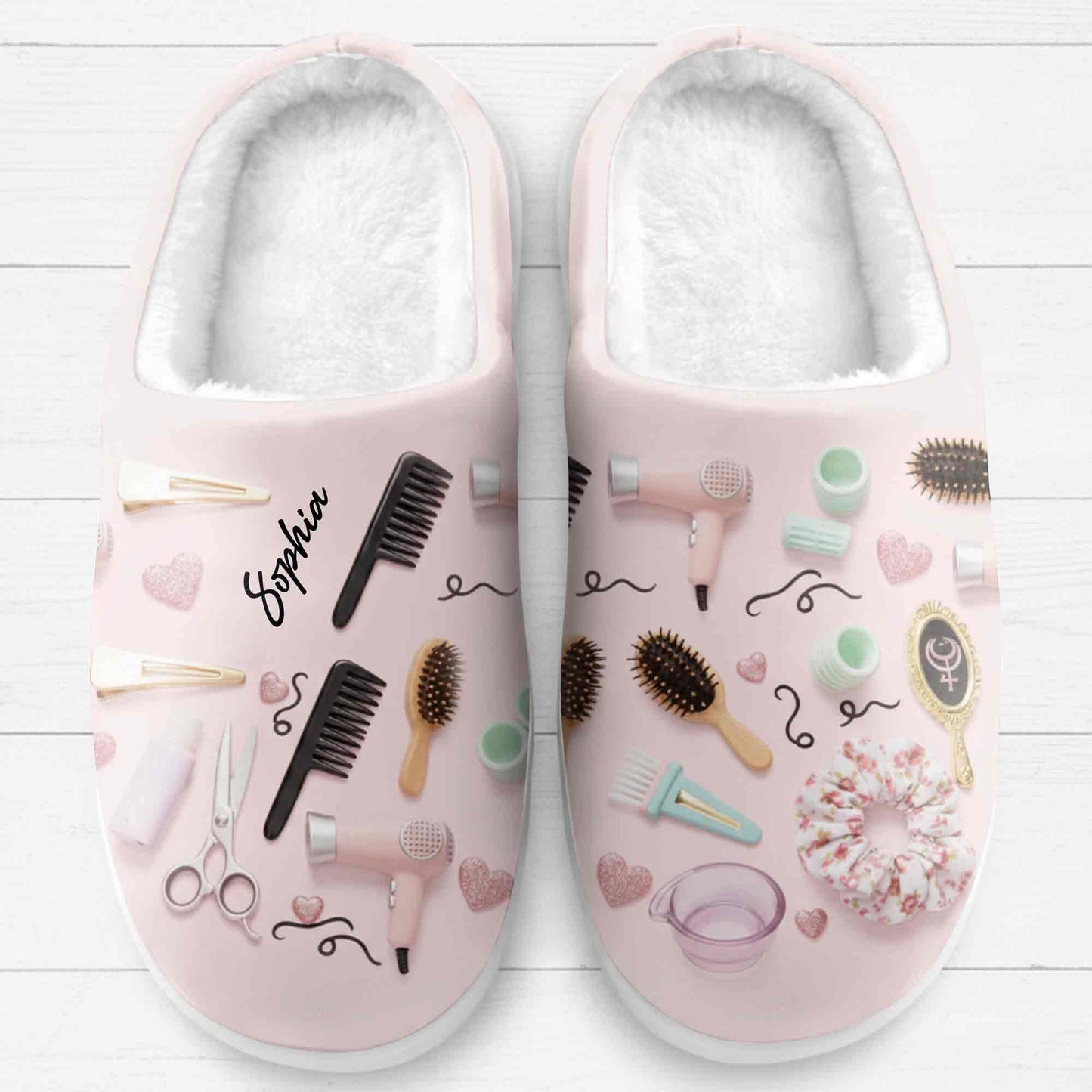 Styling With Love Hair Salon Accessories With Combs Scissors And Hair Dryer