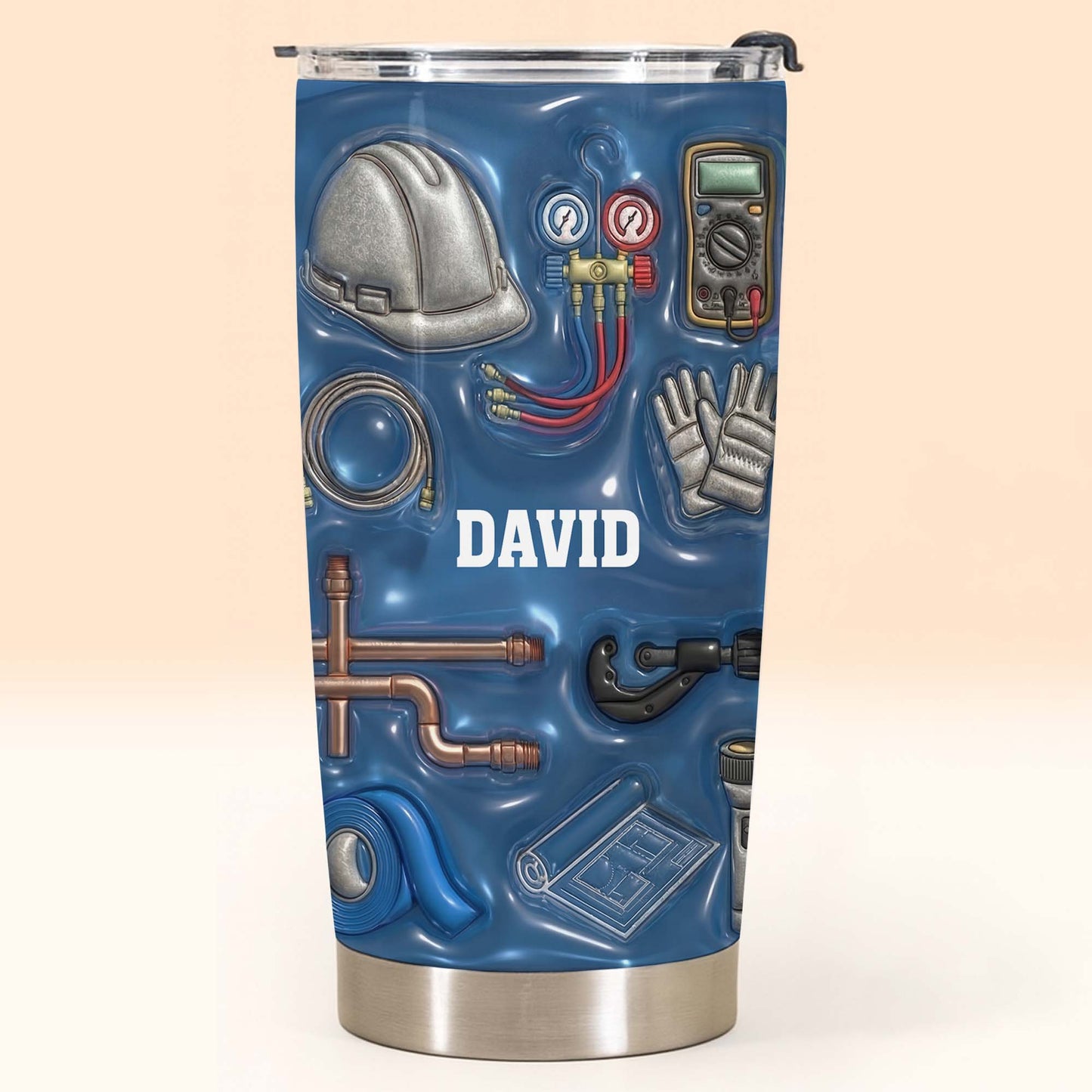 Customizable Construction Theme Tumbler With Tools