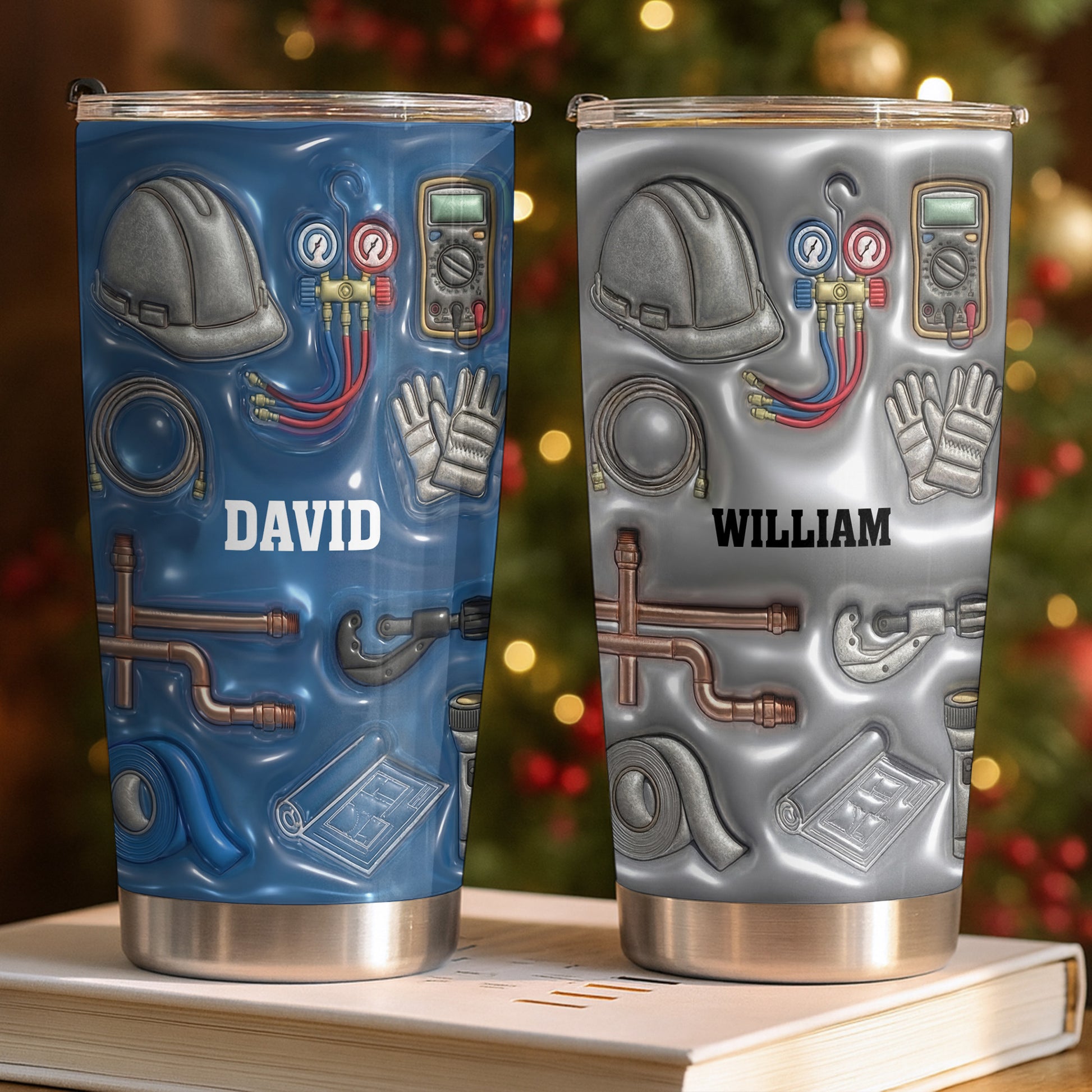 Customizable Construction Theme Tumbler With Tools