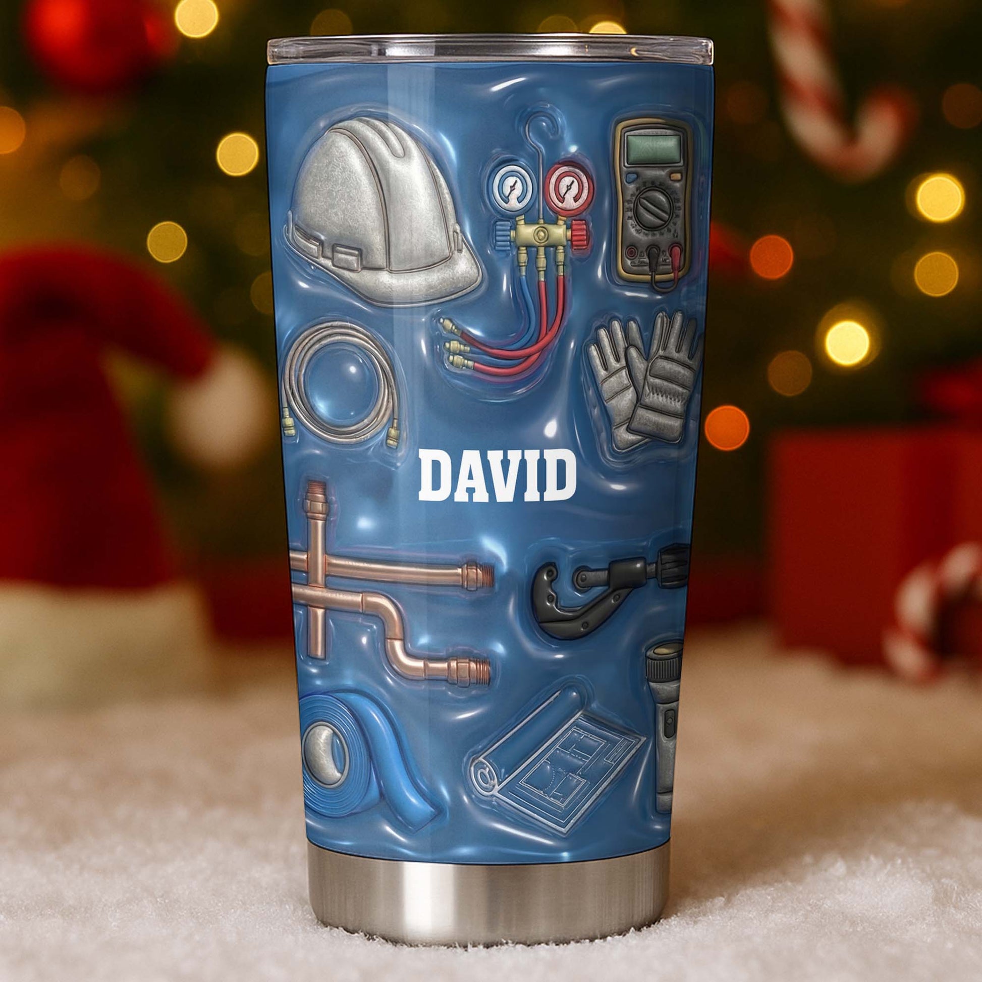 Customizable Construction Theme Tumbler With Tools