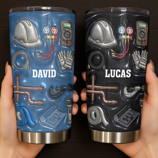Customizable Construction Theme Tumbler With Tools