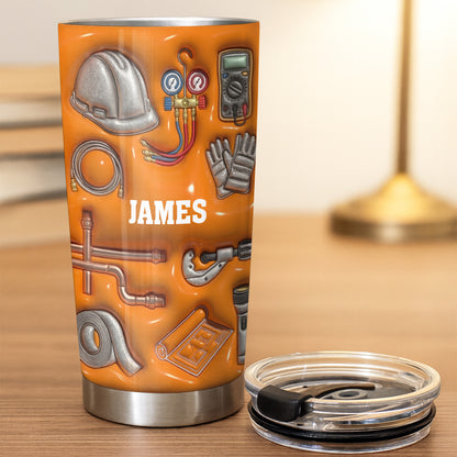 Customizable Construction Theme Tumbler With Tools