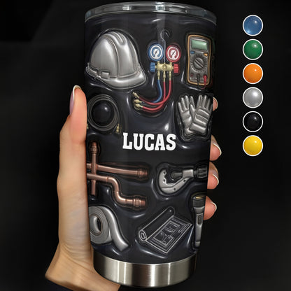 Customizable Construction Theme Tumbler With Tools