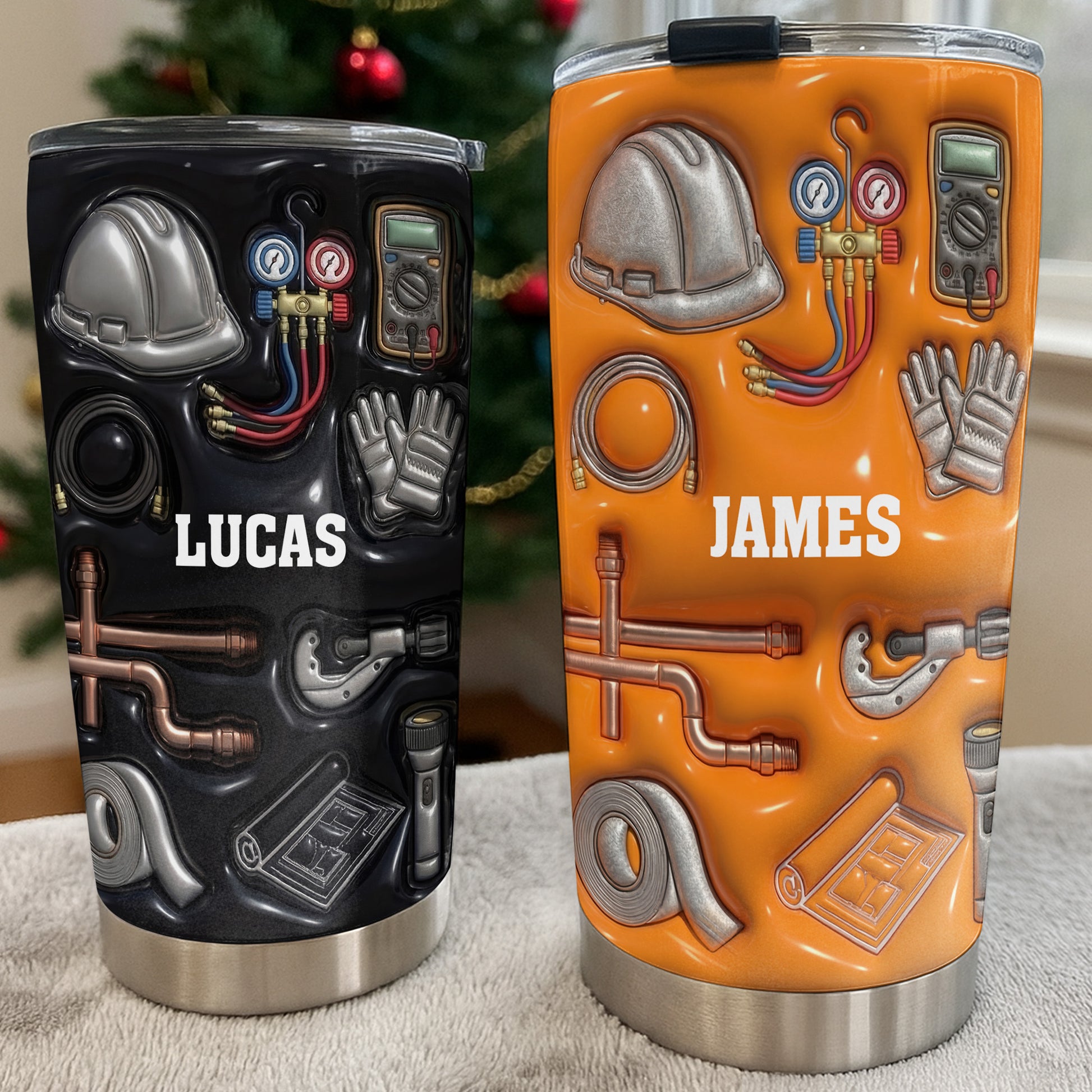 Customizable Construction Theme Tumbler With Tools