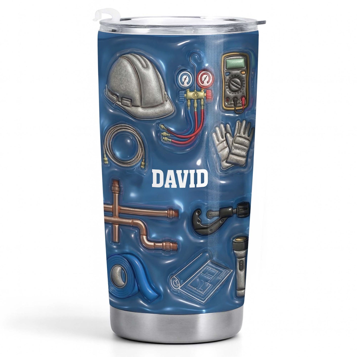 Customizable Construction Theme Tumbler With Tools