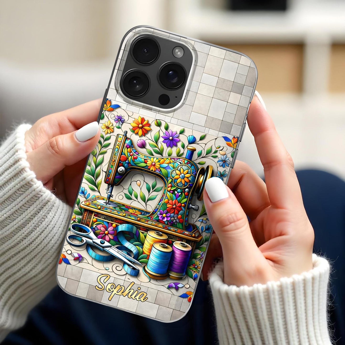 To My Wonderful Seamstress, Sewing Machine And Colorful Threads