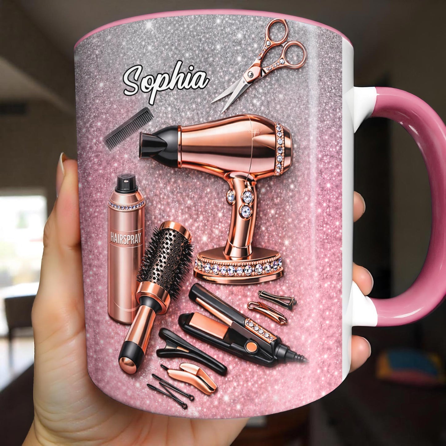 Stylist Tools and Sparkles Hair Dryer Scissors and Flat Iron