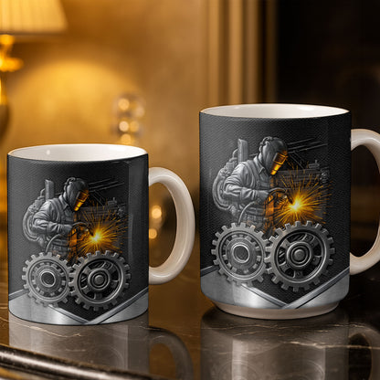 Stay Bold And Inspired, Featuring Welding Helmet And Gears - Personalized Custom Coffee Mug - JBS112_MG