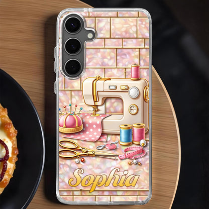Sewing Happiness With Sewing Machine And Scissors - Personalized Clear Phone Case - JBS119_PHC