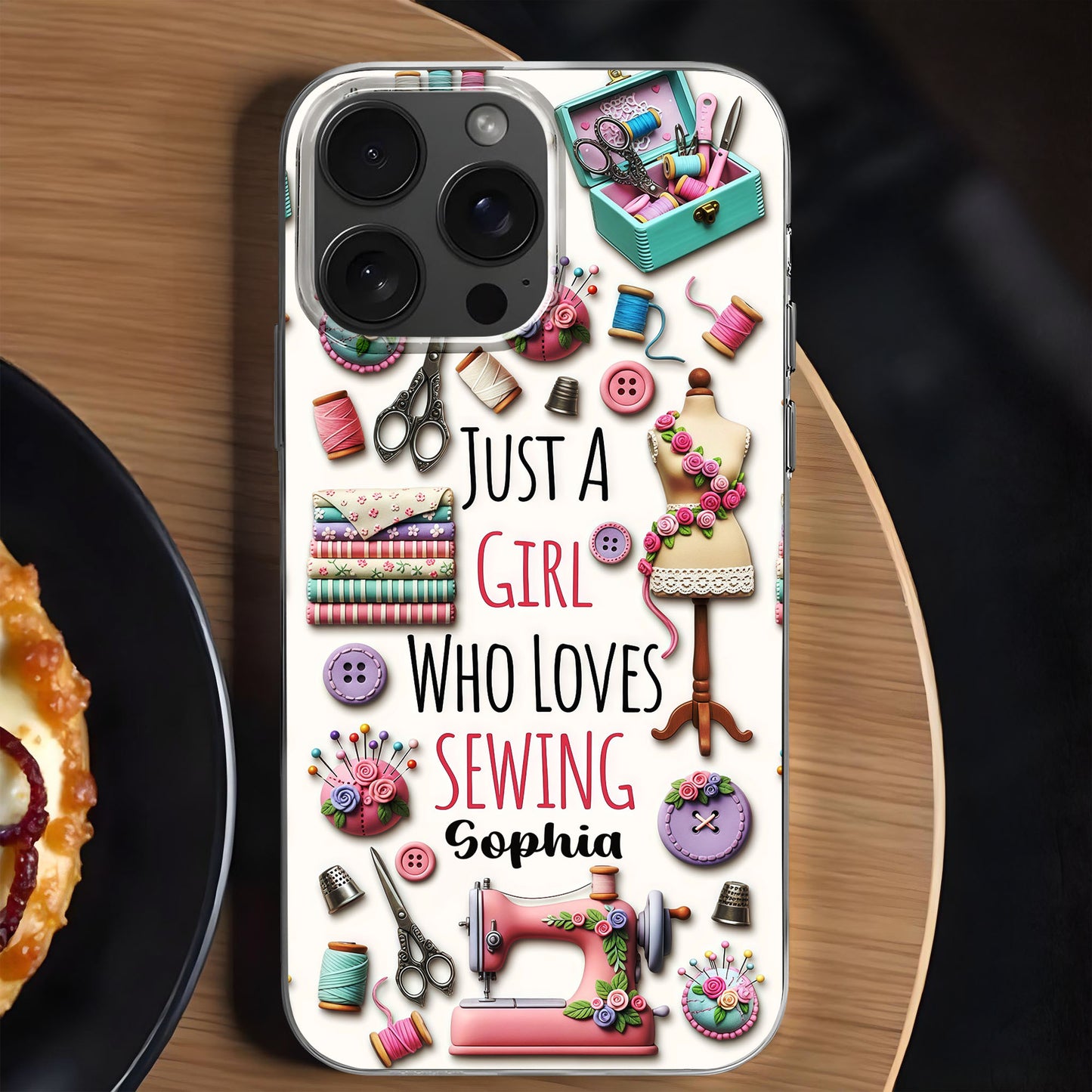 Just A Girl Who Loves Sewing Machine And Thread Pattern