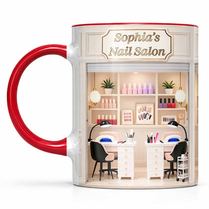My Nail Salon Interior Scene With Polish Bottles - Personalized Custom Accent Mug - JBS123_AMUG
