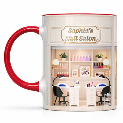 My Nail Salon Interior Scene With Polish Bottles - Personalized Custom Accent Mug - JBS123_AMUG