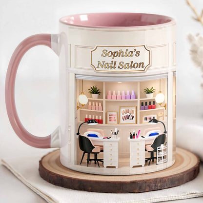 My Nail Salon Interior Scene With Polish Bottles - Personalized Custom Accent Mug - JBS123_AMUG