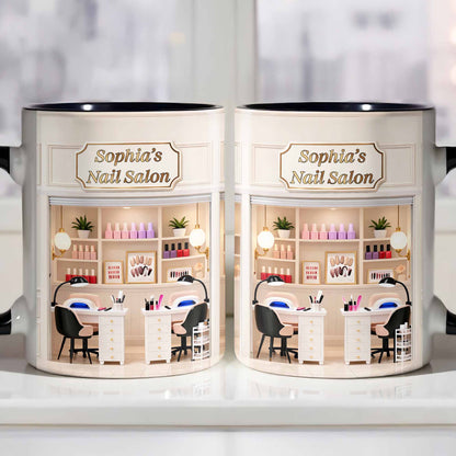My Nail Salon Interior Scene With Polish Bottles - Personalized Custom Accent Mug - JBS123_AMUG