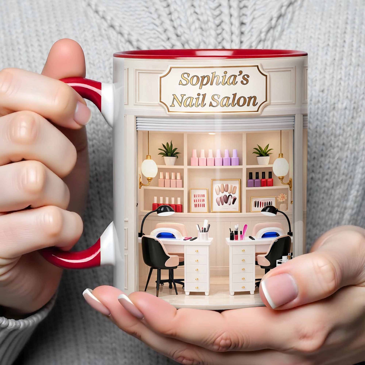 My Nail Salon Interior Scene With Polish Bottles - Personalized Custom Accent Mug - JBS123_AMUG