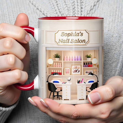 My Nail Salon Interior Scene With Polish Bottles - Personalized Custom Accent Mug - JBS123_AMUG