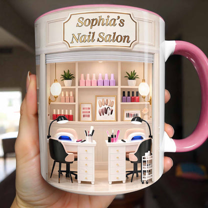 My Nail Salon Interior Scene With Polish Bottles - Personalized Custom Accent Mug - JBS123_AMUG
