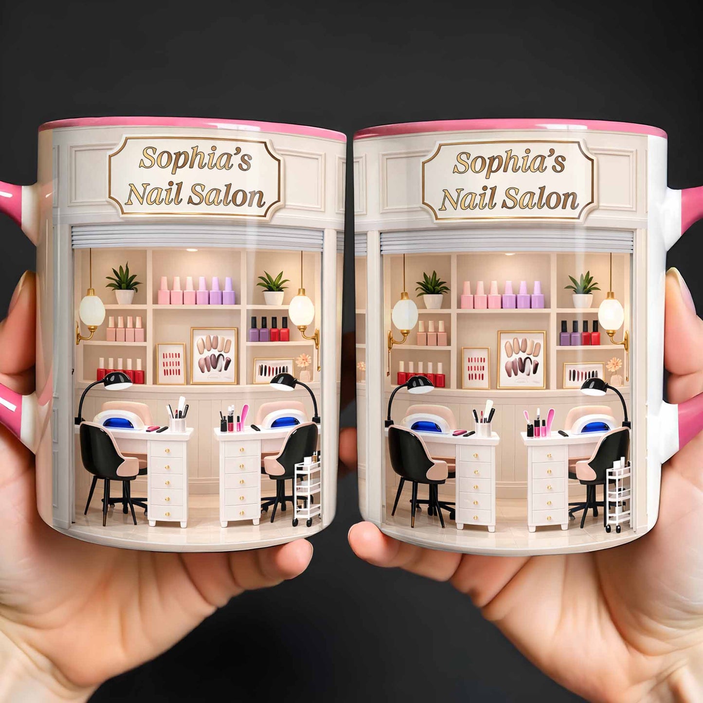 My Nail Salon Interior Scene With Polish Bottles - Personalized Custom Accent Mug - JBS123_AMUG