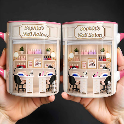 My Nail Salon Interior Scene With Polish Bottles - Personalized Custom Accent Mug - JBS123_AMUG