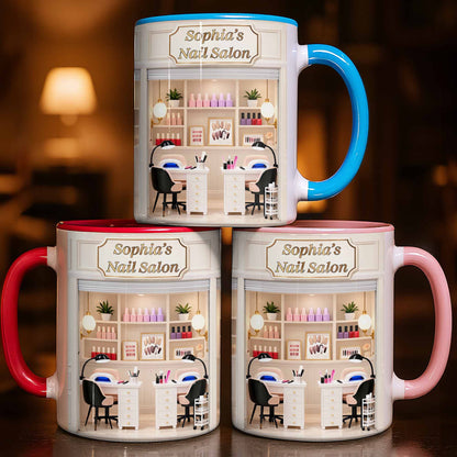 My Nail Salon Interior Scene With Polish Bottles - Personalized Custom Accent Mug - JBS123_AMUG