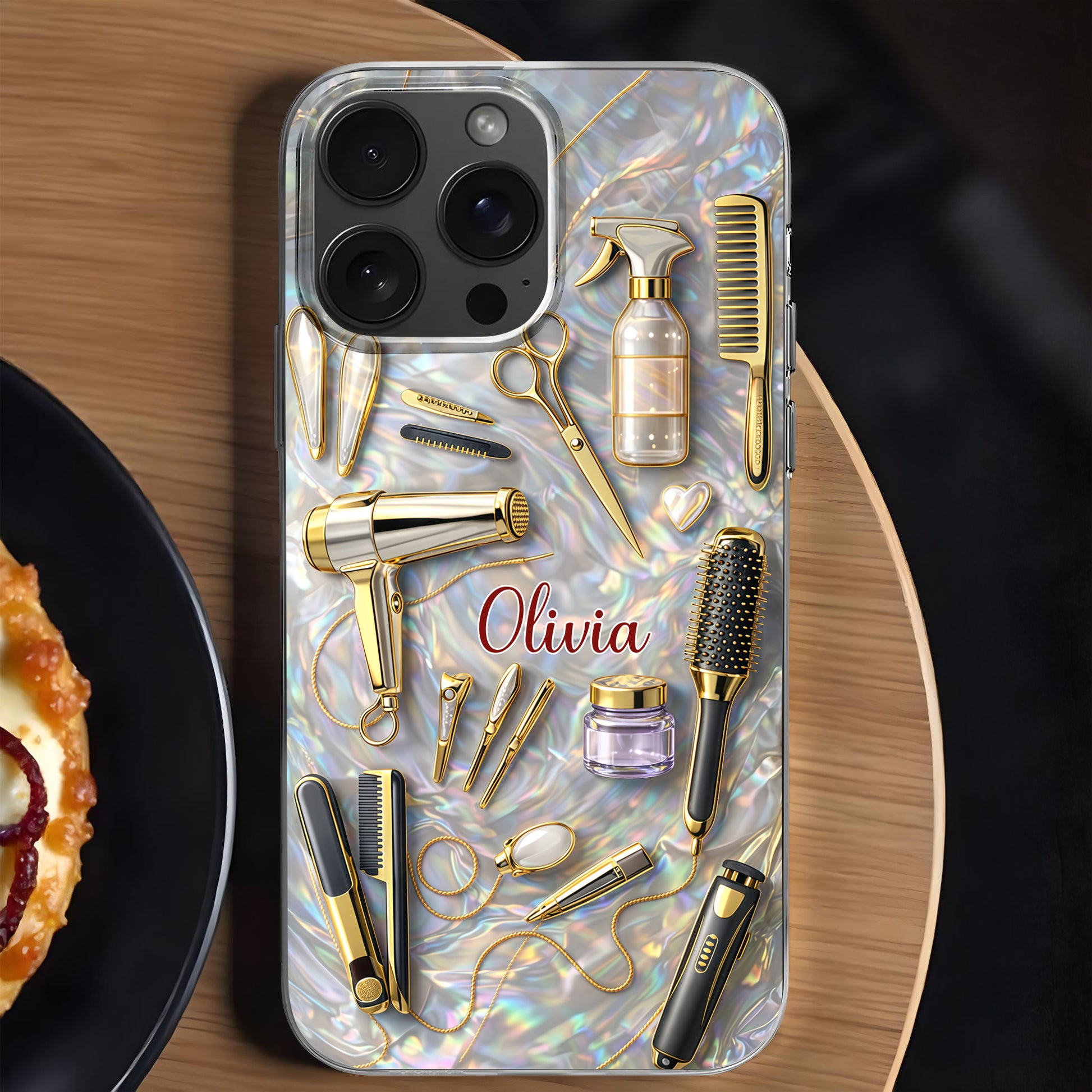 Styling With Passion And Elegance Gold Hair Salon Tools Pattern