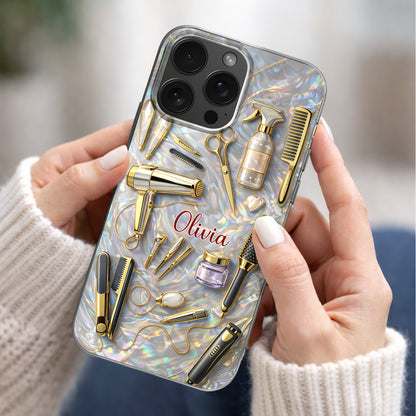 Styling With Passion And Elegance Gold Hair Salon Tools Pattern