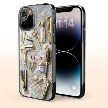 Styling With Passion And Elegance Gold Hair Salon Tools Pattern